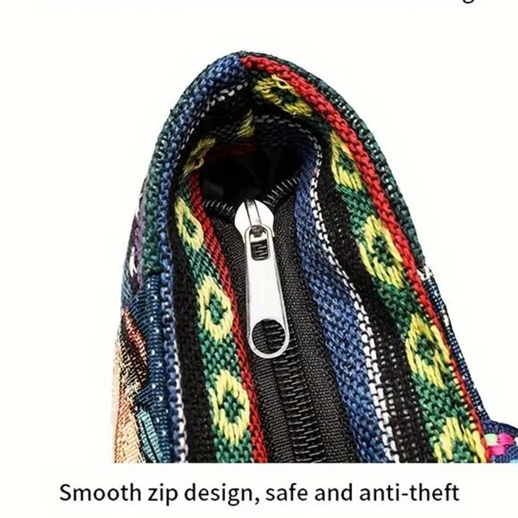 Black Elephant Embroidered Tote Bag Jacquard Fabric Boho - Picture 11 of 13